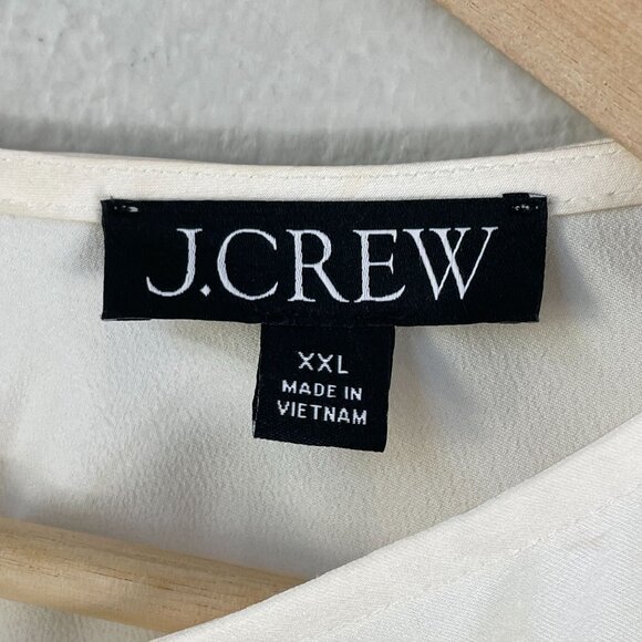 J Crew Womens Plus XXL Ruffled Cuff Blouse Ivory Long Sleeve Satin Top - Picture 3 of 8